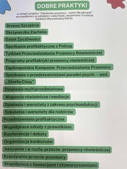 Przykładowe dobre praktyki wymienione w projekcie