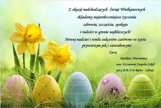 Kartka z życzeniami wielkanocnymi.